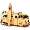 Laser Cut Volkswagen Bus with Surfboard Free Vector cdr Download