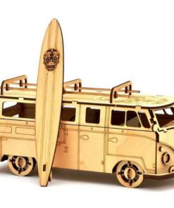 Laser Cut Volkswagen Bus with Surfboard Free Vector cdr Download