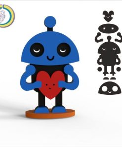 Laser Cut Robot in Love Figurine Free Vector cdr Download