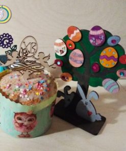 Laser Cut Happy Easter Tree Decoration CDR Free Vector