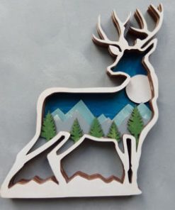 Laser cut wooden Decorative multi-layer deer panels free vector