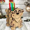 Laser Cut Tiger Pencil Holder Free Vector