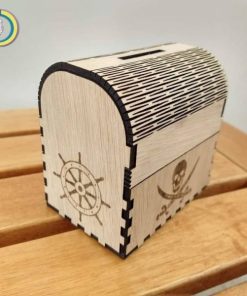Laser Cut Piggy Bank Treasure Chest Free Vector