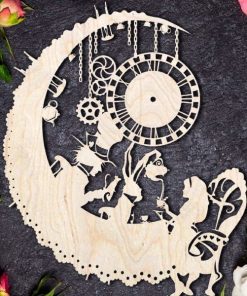 Laser Cut Mad Tea Party Alice In Wonderland Wall Clock Free Vector cdr Download