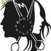 Laser Cut Clock Hairdresser Wall Decor Free Vector