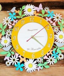 Laser Cut Daisies Flower Clock Free Vector