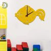 Laser Cut Beautiful Fish Wooden Wall Clock Free Vector